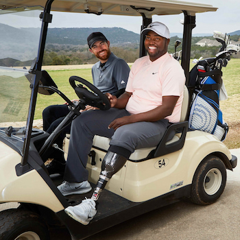 Carlos golfing with his Harmony P4 elevated vacuum socket and Triton Foot