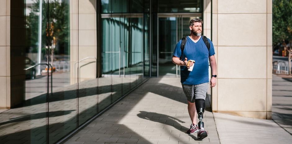 Rob walking outside with his Empower foot